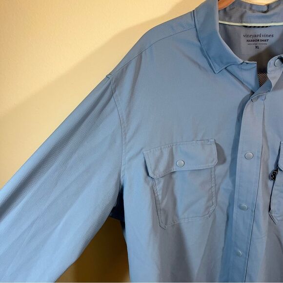 Vineyard Vines Men’s Blue Performance Harbor Shirt Snap XL - Picture 4 of 10